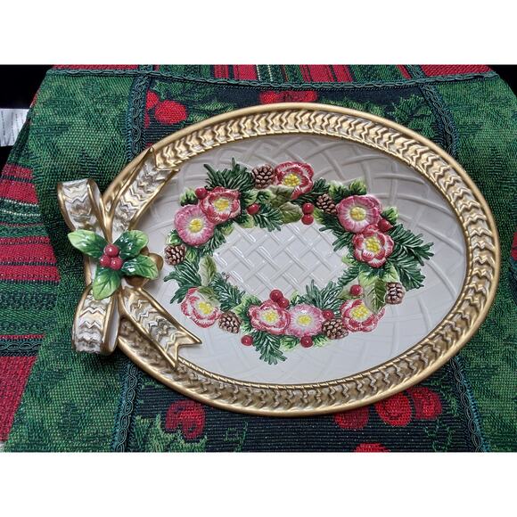 Fitz and Floyds Reef Ribbon Bowl Christmas Hand painted - Picture 1 of 3